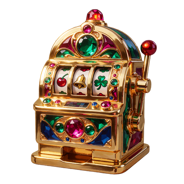 Gylden spilleautomat med tre hjul og rubinlampe som ikon for slots hos Goldbet