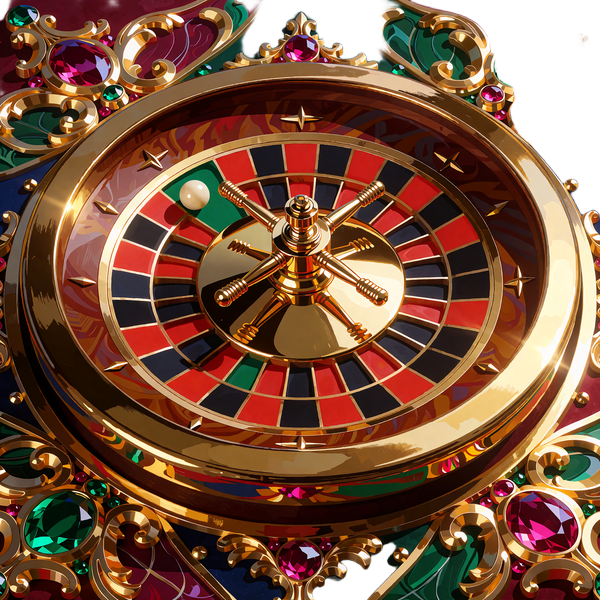 Rouletthjul i poleret guld med r&oslash;de og sorte felter som ikon for live casino